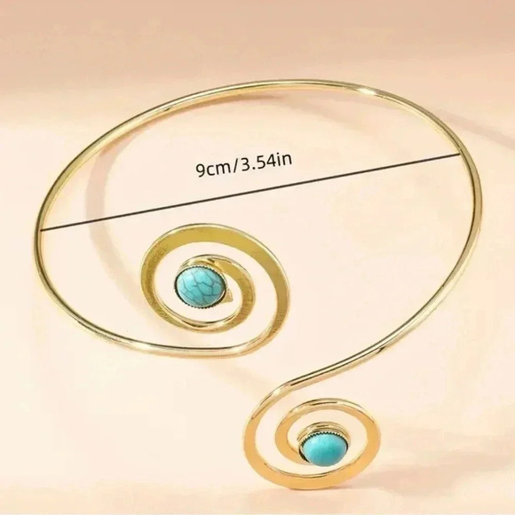 Boho armband. Turquoise arm ring bangle bracelet for daily wear adjustment - Picture 3 of 3